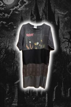 Upcyklované prodloužené tričkové šaty XXL s motivem kapely Slipknot Modifyed